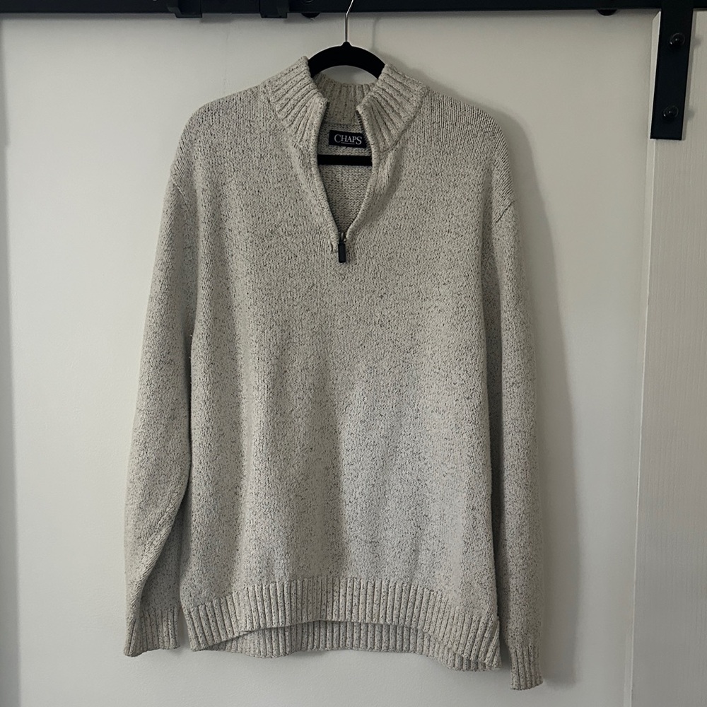 Chaps Men's XXL Zip-Up Sweater in Light Gray